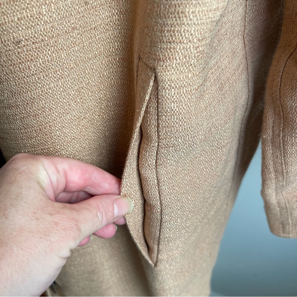 Vintage 90s DKNY Donna Karan Made In Italy Linen Blend Zip Jacket Beige Medium - Picture 5 of 10